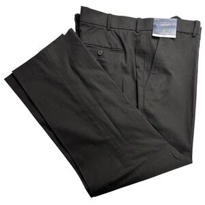 Stafford Classic Fit Linen Blend Flat Front Pants Mens 44x30 Wagon Brown